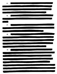 A page of an intelligence document with every line blacked out except the paragraph numbers, 2015