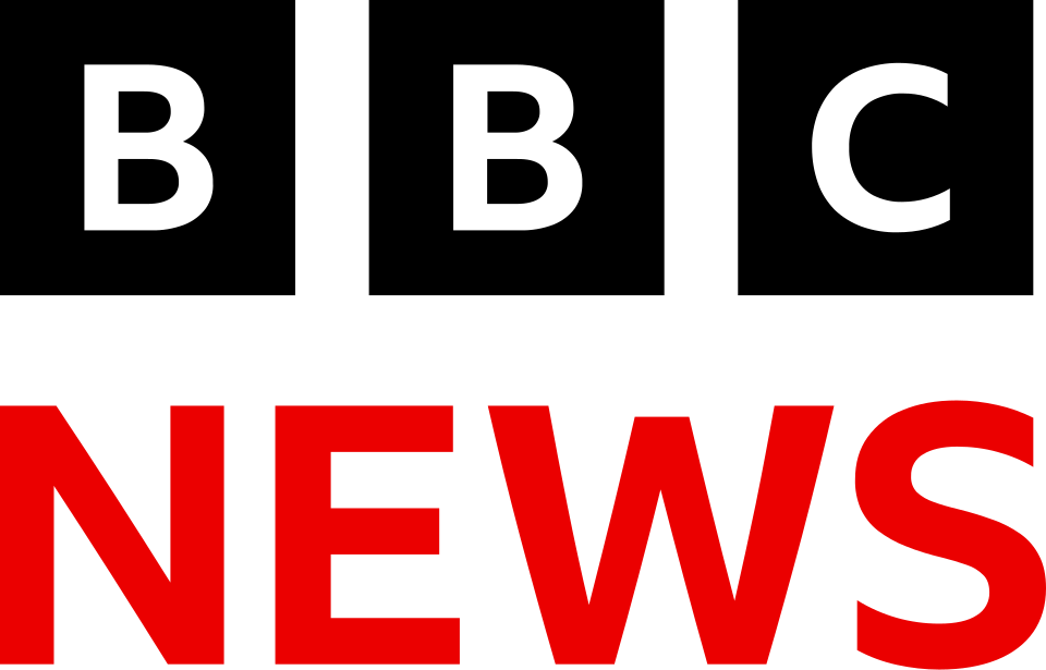 The BBC News wordmark, three black-boxed letters B B C above the word NEWS set in bold red, 2019