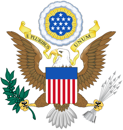 The Great Seal of the United States, bald eagle above the E Pluribus Unum banner, 1782