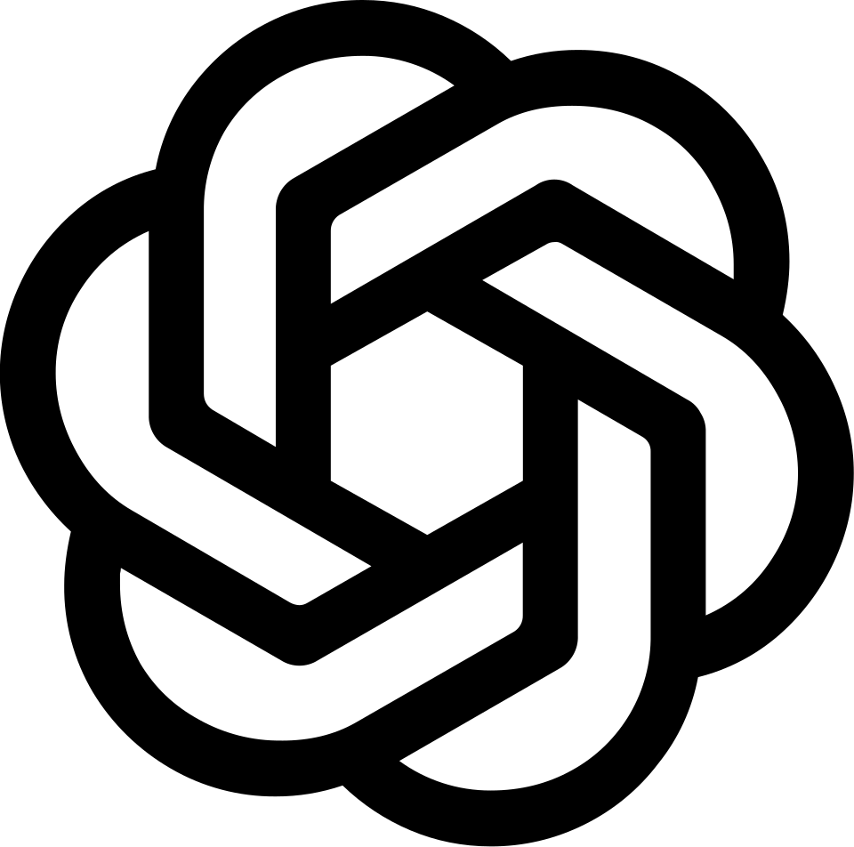The OpenAI logo, a black six-lobed knot forming a hexagonal opening at its centre, 2022